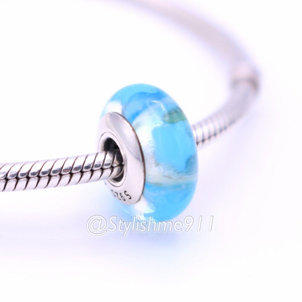 Authentic PANDORA Blue Stars Murano Glass Charm